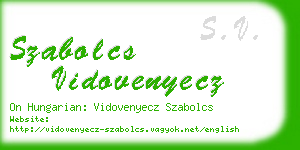 szabolcs vidovenyecz business card